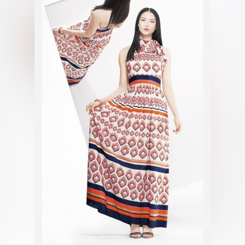 Eliza J NWT Missy Geometric Halter Maxi Dress - Picture 1 of 14